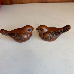 Set of Two Crowning Touch Collection Heavy Deeply carved Resin Birds